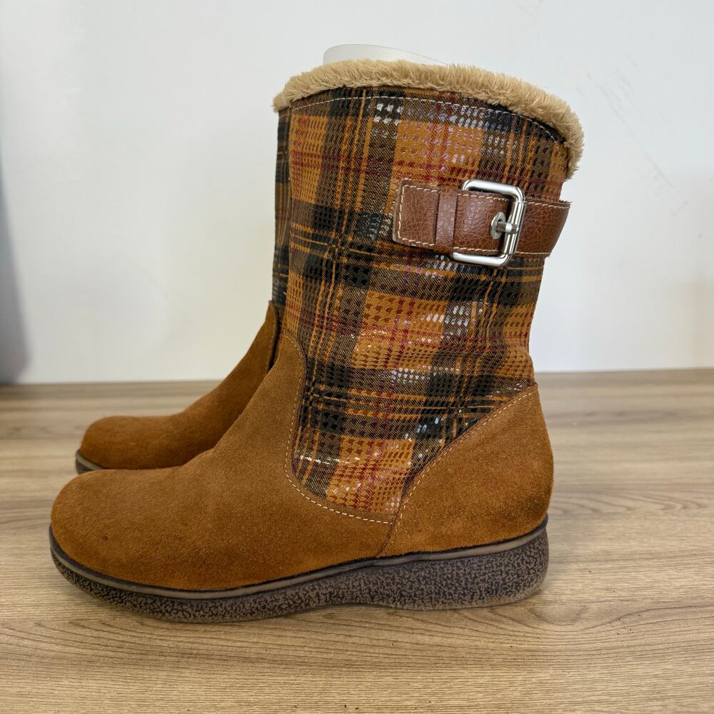 Naturalizer Womens Tan Plaid Lined Comfort Prema Boots Size 8 - Picture 2 of 13